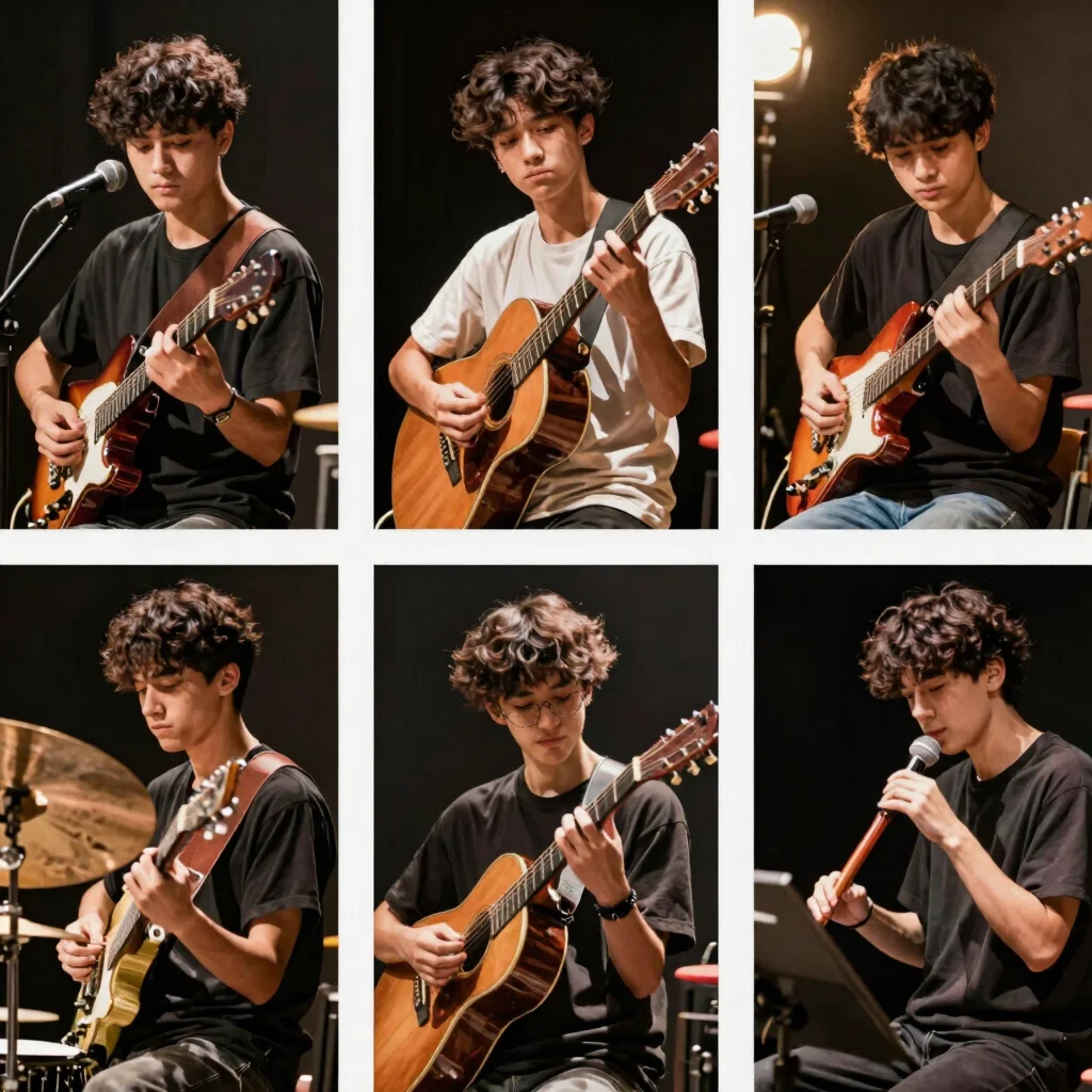 Custom portrait session capturing a student musician with their i
