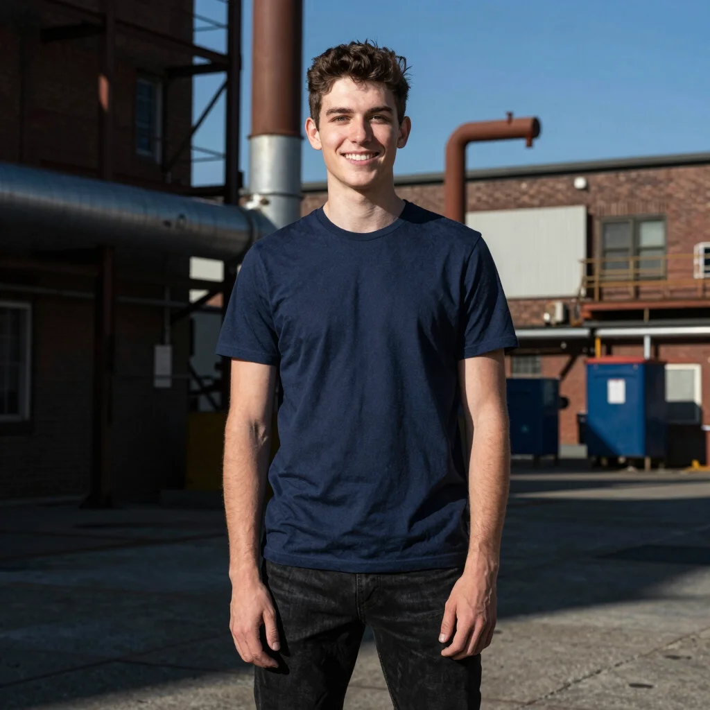 Environmental senior portrait in an urban industrial setting, con